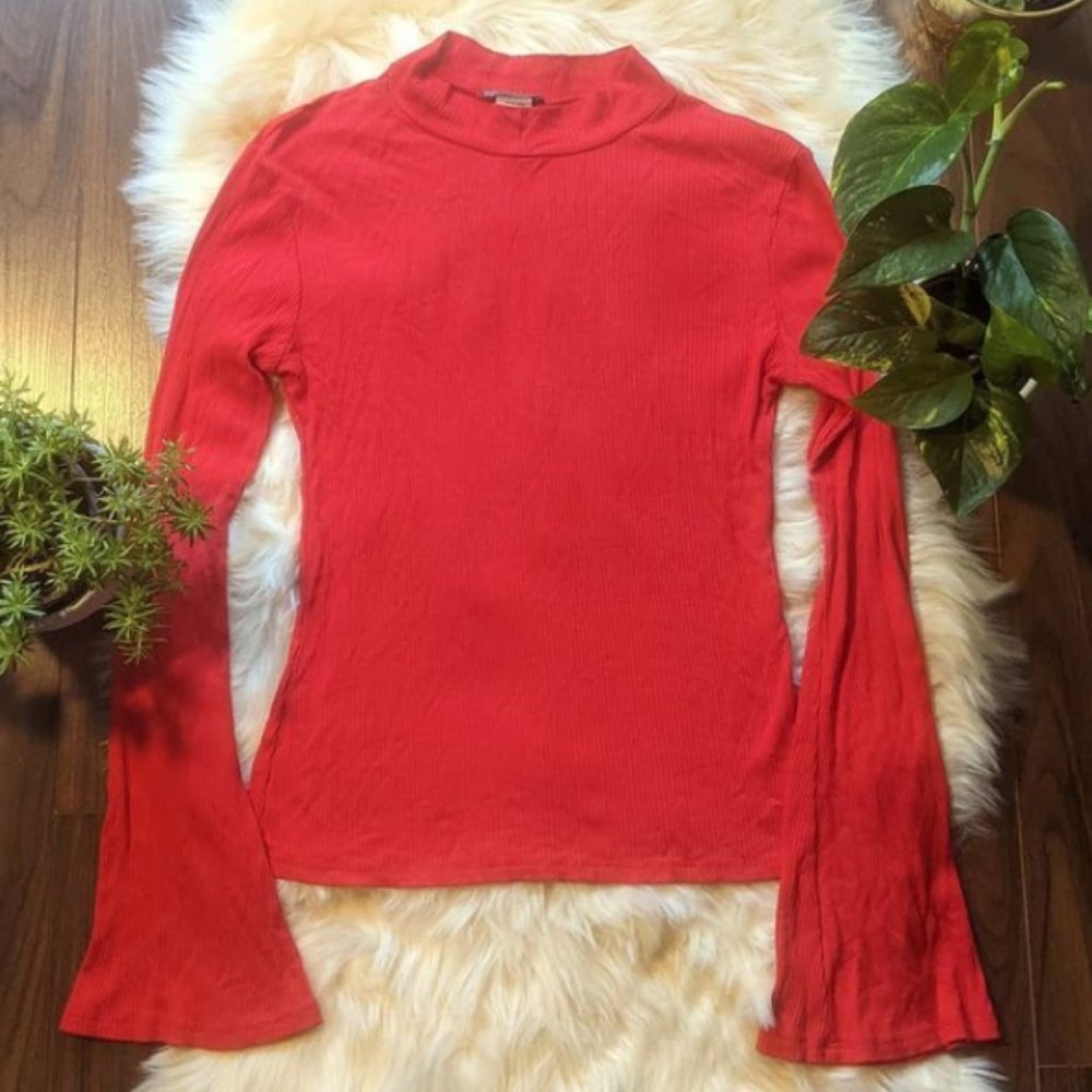 Bell Sleeve Blouse in Vibrant Red